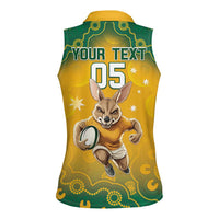 Custom Australia Rugby 2024 Women Sleeveless Polo Shirt Go Wallabies Aboriginal Pattern LT05 - Wonder Print Shop