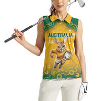 Custom Australia Rugby 2024 Women Sleeveless Polo Shirt Go Wallabies Aboriginal Pattern LT05 - Wonder Print Shop