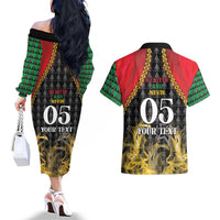 Custom St Kitts Nevis Cricket Patriots Couples Matching Off The Shoulder Long Sleeve Dress and Hawaiian Shirt Road To Victory - Wonder Print Shop
