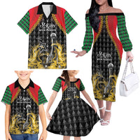 Custom St Kitts Nevis Cricket Patriots Family Matching Off The Shoulder Long Sleeve Dress and Hawaiian Shirt Road To Victory - Wonder Print Shop