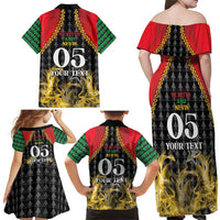 Custom St Kitts Nevis Cricket Patriots Family Matching Off Shoulder Maxi Dress and Hawaiian Shirt Road To Victory - Wonder Print Shop