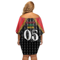 Custom St Kitts Nevis Cricket Patriots Family Matching Off Shoulder Short Dress and Hawaiian Shirt Road To Victory - Wonder Print Shop