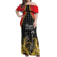 Custom St Kitts Nevis Cricket Patriots Off Shoulder Maxi Dress Road To Victory - Wonder Print Shop
