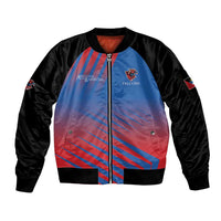 Custom Antigua and Barbuda Cricket Sleeve Zip Bomber Jacket Falcons Unstoppable - Wonder Print Shop