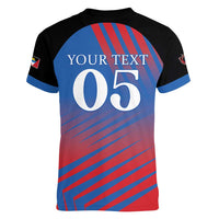 Custom Antigua and Barbuda Cricket Women V-Neck T-Shirt Falcons Unstoppable - Wonder Print Shop