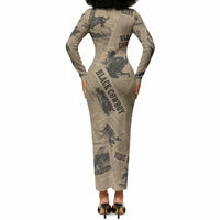 Black Cowboy Long Sleeve Bodycon Dress Western Rodeo Melanin Black History