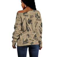 Black Cowboy Off Shoulder Sweater Western Rodeo Melanin Black History