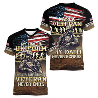 United States Veterans Day Women V-Neck T-Shirt Thank You Veterans Proud US Flag LT05 - Wonder Print Shop