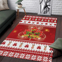 Merry Christmas Canada Area Rug Festive Maple Leaf Xmas - Wonder Print Shop
