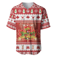 Merry Christmas Canada Baseball Jersey Festive Maple Leaf Xmas - Wonder Print Shop