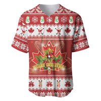 Merry Christmas Canada Baseball Jersey Festive Maple Leaf Xmas - Wonder Print Shop