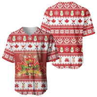 Merry Christmas Canada Baseball Jersey Festive Maple Leaf Xmas - Wonder Print Shop