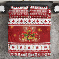 Merry Christmas Canada Bedding Set Festive Maple Leaf Xmas - Wonder Print Shop