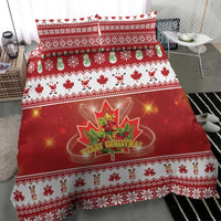 Merry Christmas Canada Bedding Set Festive Maple Leaf Xmas - Wonder Print Shop
