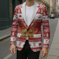 Merry Christmas Canada Blazer Festive Maple Leaf Xmas - Wonder Print Shop