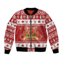 Merry Christmas Canada Bomber Jacket Festive Maple Leaf Xmas - Wonder Print Shop