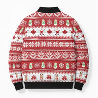 Merry Christmas Canada Bomber Puffer Jacket Festive Maple Leaf Xmas - Wonder Print Shop