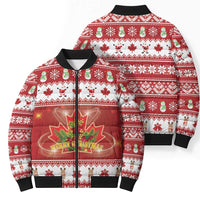 Merry Christmas Canada Bomber Puffer Jacket Festive Maple Leaf Xmas - Wonder Print Shop