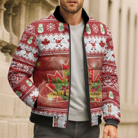 Merry Christmas Canada Bomber Puffer Jacket Festive Maple Leaf Xmas - Wonder Print Shop