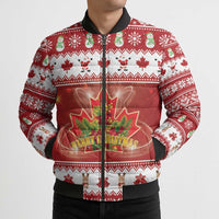 Merry Christmas Canada Bomber Puffer Jacket Festive Maple Leaf Xmas - Wonder Print Shop