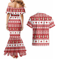 Merry Christmas Canada Couples Matching Mermaid Dress and Hawaiian Shirt Festive Maple Leaf Xmas - Wonder Print Shop