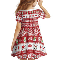 Merry Christmas Canada Family Matching Off The Shoulder Long Sleeve Dress and Hawaiian Shirt Festive Maple Leaf Xmas - Wonder Print Shop