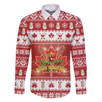 Merry Christmas Canada Family Matching Off The Shoulder Long Sleeve Dress and Hawaiian Shirt Festive Maple Leaf Xmas - Wonder Print Shop