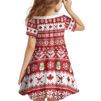 Merry Christmas Canada Family Matching Off Shoulder Maxi Dress and Hawaiian Shirt Festive Maple Leaf Xmas - Wonder Print Shop