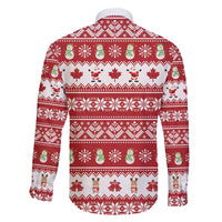 Merry Christmas Canada Family Matching Off Shoulder Maxi Dress and Hawaiian Shirt Festive Maple Leaf Xmas - Wonder Print Shop