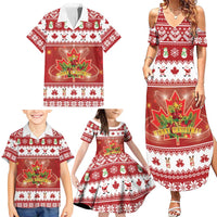Merry Christmas Canada Family Matching Summer Maxi Dress and Hawaiian Shirt Festive Maple Leaf Xmas - Wonder Print Shop