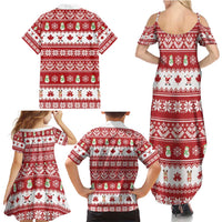 Merry Christmas Canada Family Matching Summer Maxi Dress and Hawaiian Shirt Festive Maple Leaf Xmas - Wonder Print Shop