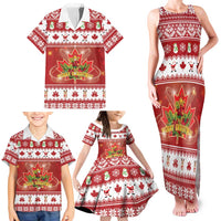 Merry Christmas Canada Family Matching Tank Maxi Dress and Hawaiian Shirt Festive Maple Leaf Xmas - Wonder Print Shop
