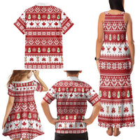 Merry Christmas Canada Family Matching Tank Maxi Dress and Hawaiian Shirt Festive Maple Leaf Xmas - Wonder Print Shop