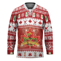 Merry Christmas Canada Hockey Jersey Festive Maple Leaf Xmas - Wonder Print Shop