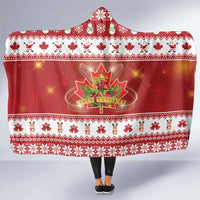 Merry Christmas Canada Hooded Blanket Festive Maple Leaf Xmas - Wonder Print Shop