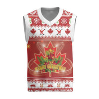 Merry Christmas Canada Christmas Knitted V-Neck Vest Festive Maple Leaf Xmas - Wonder Print Shop