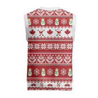 Merry Christmas Canada Christmas Knitted V-Neck Vest Festive Maple Leaf Xmas - Wonder Print Shop