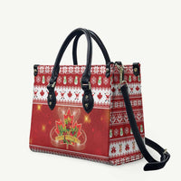 Merry Christmas Canada Leather Bag Festive Maple Leaf Xmas - Wonder Print Shop