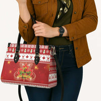 Merry Christmas Canada Leather Bag Festive Maple Leaf Xmas - Wonder Print Shop