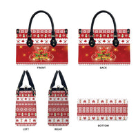 Merry Christmas Canada Leather Bag Festive Maple Leaf Xmas - Wonder Print Shop