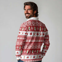 Merry Christmas Canada Long Sleeve Polo Shirt Festive Maple Leaf Xmas - Wonder Print Shop