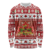 Merry Christmas Canada Long Sleeve Shirt Festive Maple Leaf Xmas - Wonder Print Shop