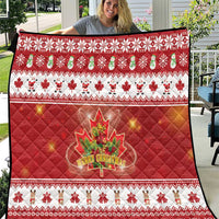 Merry Christmas Canada Quilt Festive Maple Leaf Xmas - Wonder Print Shop