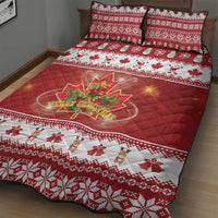 Merry Christmas Canada Quilt Bed Set Festive Maple Leaf Xmas - Wonder Print Shop