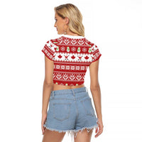 Merry Christmas Canada Raglan Cropped T Shirt Festive Maple Leaf Xmas - Wonder Print Shop