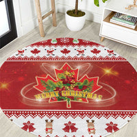 Merry Christmas Canada Round Carpet Festive Maple Leaf Xmas - Wonder Print Shop