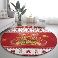 Merry Christmas Canada Round Carpet Festive Maple Leaf Xmas - Wonder Print Shop