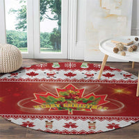 Merry Christmas Canada Round Carpet Festive Maple Leaf Xmas - Wonder Print Shop