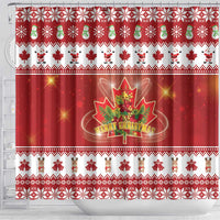 Merry Christmas Canada Shower Curtain Festive Maple Leaf Xmas - Wonder Print Shop