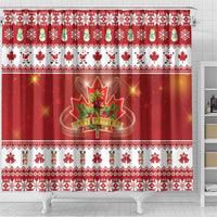 Merry Christmas Canada Shower Curtain Festive Maple Leaf Xmas - Wonder Print Shop